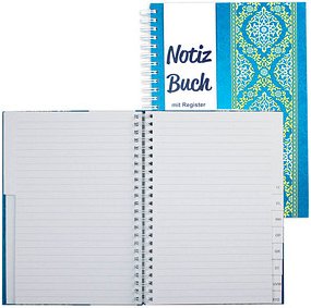 RNK-Verlag Notizbuch mit ABC Register Blue Orient DIN A5 liniert, mehrfarbig Hardcover 96 Seiten, 1 St.