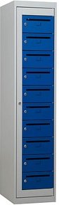 Gürkan Schließfachschrank lichtgrau, blau 111315, 10 Schließfächer 40,0 x 50,0 x 180,0 cm