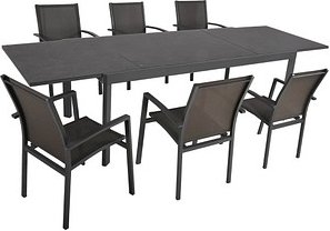 Thumbnail - Garden Pleasure Sitzgruppe NEREA, schwarz Metall, 7-teilig