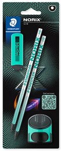 STAEDTLER Norix® Bleistifte HB silber,franch green mit Radierer, 1 Set