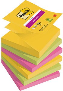 Post-it® Super Sticky Z-Notes Carnival Haftnotizen extrastark R3306SR farbsortiert, 6 Blöcke