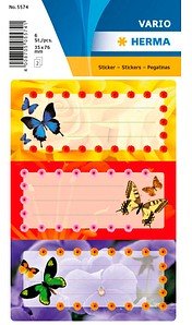 HERMA Schuletiketten Schmetterlinge, 6 Etiketten