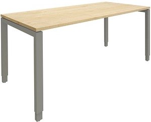 fm Sidney höhenverstellbarer Schreibtisch königsahorn rechteckig, 4-Fuß-Gestell Quadratrohr silber 180,0 x 80,0 cm