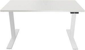 BISLEY E-WonderTech elektrisch höhenverstellbarer Schreibtisch weiß rechteckig, T-Fuß-Gestell weiß 140,0 x 60,0 cm