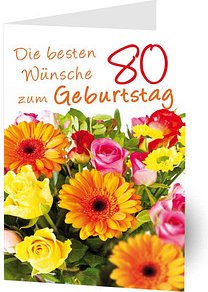 LUMA Geburtstagskarte 80. Blumen LU1486 DIN B6, 1 St.