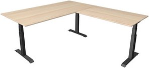 Thumbnail - Kerkmann Move 4 elektrisch höhenverstellbarer Schreibtisch ahorn rechteckig, T-Fuß-Gestell grau 200,0 x 220,0 cm