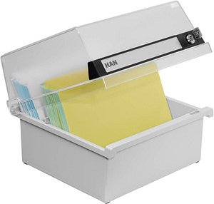 HAN Karteikasten DIN A5 für 800 Karteikarten lichtgrau mit Deckel