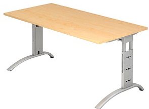 HAMMERBACHER Savona höhenverstellbarer Schreibtisch ahorn rechteckig, C-Fuß-Gestell silber 160,0 x 80,0 cm