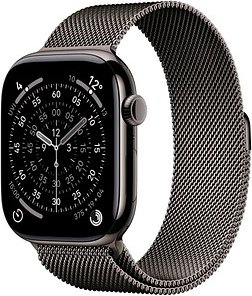 Apple Watch Series 11 46 mm Titan (GPS+Cellular) Milanaise Armband M/L grau, schiefer