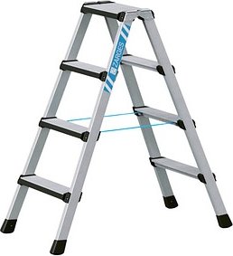 ZARGES Stehleiter beidseitig Comfortstep B silber 2x 4 Stufen, H: 111,0 cm