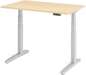 HAMMERBACHER XBHM12 elektrisch höhenverstellbarer Schreibtisch ahorn rechteckig, C-Fuß-Gestell silber 120,0 x 80,0 cm