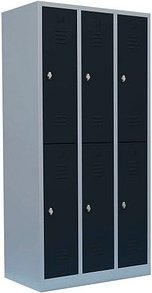 LÜLLMANN Spind anthrazit, lichtgrau 520238, 6 Schließfächer 88,5 x 50,0 x 180,0 cm