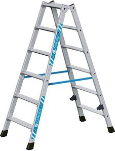ZARGES Stehleiter beidseitig Nova B silber 2x 6 Stufen, H: 137,0 cm