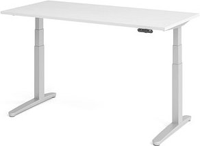 HAMMERBACHER XBHM16 elektrisch höhenverstellbarer Schreibtisch weiß rechteckig, C-Fuß-Gestell silber 160,0 x 80,0 cm