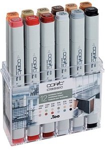 COPIC® Classic Layoutmarker-Set farbsortiert 1,0 + 6,0 mm, 12 St.