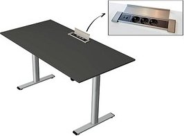 Kerkmann Move Base plus elektrisch höhenverstellbarer Schreibtisch anthrazit rechteckig, T-Fuß-Gestell silber 160,0 x 80...