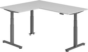Thumbnail - HAMMERBACHER XDSMW1908 elektrisch höhenverstellbarer Schreibtisch lichtgrau rechteckig, T-Fuß-Gestell grau 180,0 x 160,0...