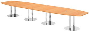 HAMMERBACHER Konferenztisch KT52S buche Tonnenform, Rundrohr chrom, 520,0 x 85,0 - 130,0 x 74,0 cm