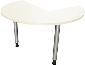 fm Konferenztisch fastline weiß rund, Rundrohr silber, 120,0 x 120,0 x 62,0 - 85,0 cm