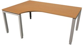 fm Sidney höhenverstellbarer Schreibtisch buche C-Form, Bügel-Gestell silber 180,0 x 80,0/120,0 cm