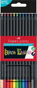 FABER-CASTELL Black Edition Buntstifte farbsortiert, 12 St.