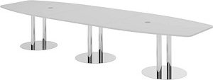 HAMMERBACHER Konferenztisch KT40S lichtgrau Tonnenform, Rundrohr chrom, 400,0 x 85,0 - 130,0 x 74,0 cm