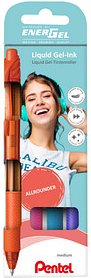 Thumbnail - Pentel ENERGEL BL107 Gelschreiber-Set orange, pink, hellblau, violett 0,35 mm, Schreibfarbe: farbsortiert, 4 St.