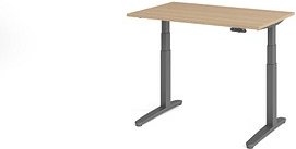 HAMMERBACHER XBHM12 elektrisch höhenverstellbarer Schreibtisch eiche rechteckig, C-Fuß-Gestell grau 120,0 x 80,0 cm