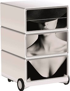 PAPERFLOW easyBox Classic Chic Rollcontainer weiß, bunt 4 Auszüge 39,0 x 43,6 x 64,2 cm