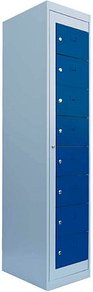LÜLLMANN Schließfachschrank enzianblau, lichtgrau 526081, 8 Schließfächer 40,0 x 50,0 x 180,0 cm