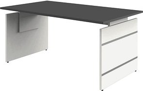 Thumbnail - Kerkmann Priola höhenverstellbarer Schreibtisch anthrazit rechteckig, Wangen-Gestell weiß 160,0 x 80,0 cm