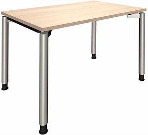 Thumbnail - fm Sidney Schreibtisch akazie rechteckig, 4-Fuß-Gestell silber 120,0 x 80,0 cm