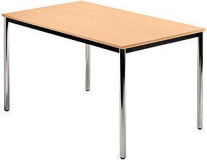 HAMMERBACHER Konferenztisch VDR12 buche rechteckig, Rundrohr chrom, 120,0 x 80,0 x 72,0 cm