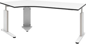 röhr Imperia höhenverstellbarer Schreibtisch weiß Bogenform, C-Fuß-Gestell weiß 217,0 x 114,0 cm