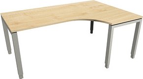 fm Sidney höhenverstellbarer Schreibtisch königsahorn C-Form, Bügel-Gestell silber 180,0 x 80,0/120,0 cm