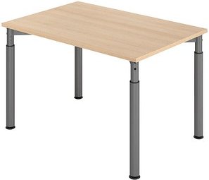 Thumbnail - HAMMERBACHER YS12 höhenverstellbarer Schreibtisch eiche rechteckig, 4-Fuß-Gestell grau 120,0 x 80,0 cm