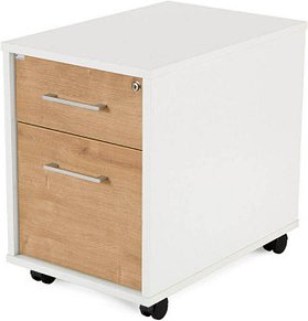 Thumbnail - rocada Mobiler Rollcontainer weiß/eiche 2 Auszüge 40,0 x 60,0 x 58,0 cm