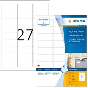 Thumbnail - 1.080 HERMA wetterfeste Folienetiketten 4594 weiß 63,5 x 29,6 mm