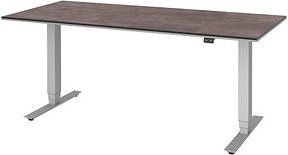 röhr Imperia elektrisch höhenverstellbarer Schreibtisch quarzit rechteckig, T-Fuß-Gestell silber 160,0 x 80,0 cm