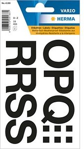 HERMA Klebebuchstaben 4188 Buchstaben O-Z, schwarz 33,0 x 33,0 mm, 10x 22 Etiketten