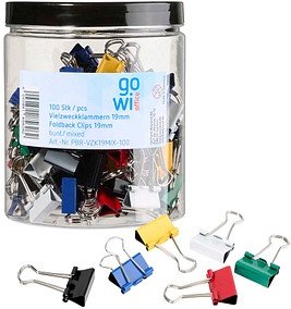 Gowi Foldbackklammern farbsortiert 1,9 cm, 100 St.