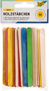 folia Bastelholz mehrfarbig Holzstäbchen 50 St.