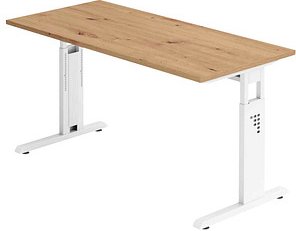 HAMMERBACHER OS614 Schreibtisch asteiche rechteckig, C-Fuß-Gestell weiß 140,0 x 67,2 cm