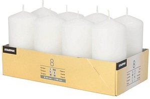 8 STARPAK Stumpenkerzen weiß