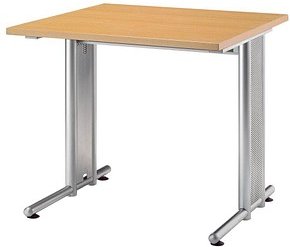HAMMERBACHER NS08 Schreibtisch buche quadratisch, C-Fuß-Gestell silber 80,0 x 80,0 cm