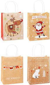 12 TSI Geschenktüten Weihnachten Kraftpapier Serie 1 Motiv sortiert 18,0 x 23,0 cm