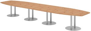 HAMMERBACHER Konferenztisch KT52S asteiche Tonnenform, Rundrohr silber, 520,0 x 85,0 - 130,0 x 74,0 cm