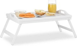 relaxdays Betttablett weiß 61,5 x 30,0 cm