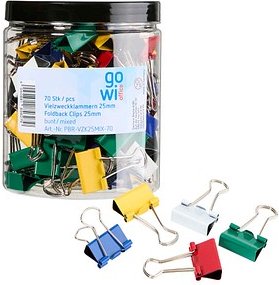 Gowi Foldbackklammern farbsortiert 2,5 cm, 70 St.