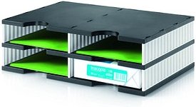 styro Sortierstation styrodoc duo black & white schwarz/weiß mit 4 Fächern